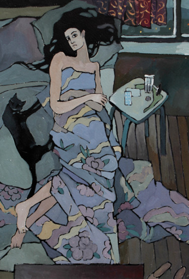Painting titled "Insomnie" by Taisiia Menigecheva, Original Artwork, Gouache