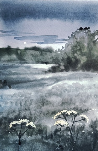 Moonlihjt Painting titled "Moonlihjt" by Таисия Менигечева, Original Art, Watercolor