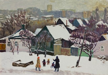Pintura titulada "Winter day" por Moesey Li, Obra de arte original, Oleo