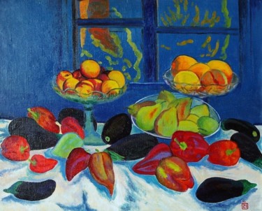 Картина под названием "Vegetables and frui…" - Moesey Li, Подлинное произведение искусства, Масло
