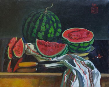 Картина под названием "Watermelon" - Moesey Li, Подлинное произведение искусства, Масло