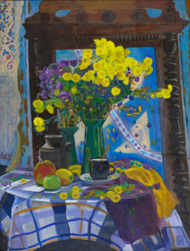 Malerei mit dem Titel "Flowers" von Moesey Li, Original-Kunstwerk, Öl