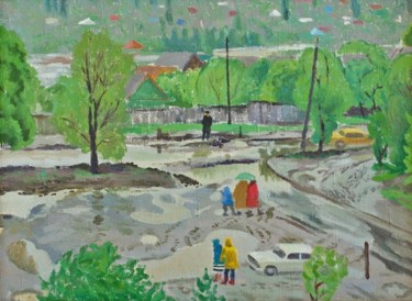 Картина под названием "After the rain" - Moesey Li, Подлинное произведение искусства, Масло