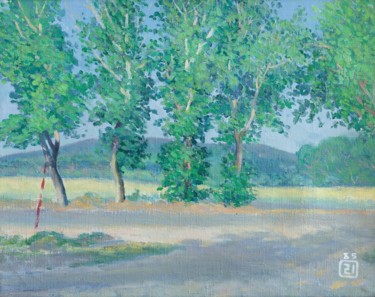 Картина под названием "Poplars in Anapa" - Moesey Li, Подлинное произведение искусства, Масло