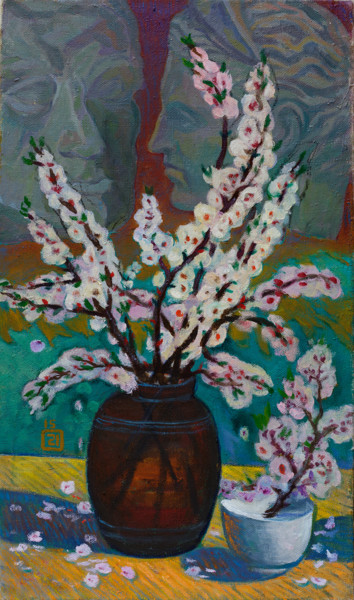 Картина под названием "Still life "Spring"" - Moesey Li, Подлинное произведение искусства, Масло