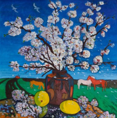 Картина под названием "Spring" - Moesey Li, Подлинное произведение искусства, Масло