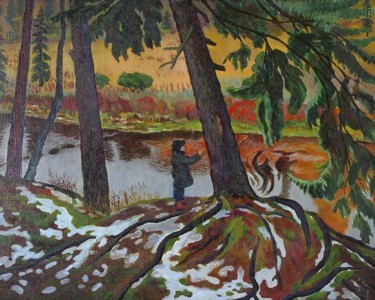Картина под названием "Early snow" - Moesey Li, Подлинное произведение искусства, Масло