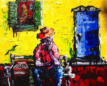 Painting titled "MAN WITH ACCORDION" by Pat Moffatt, Original Artwork