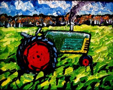 Painting titled "RUNNING TRACTOR" by Pat Moffatt, Original Artwork