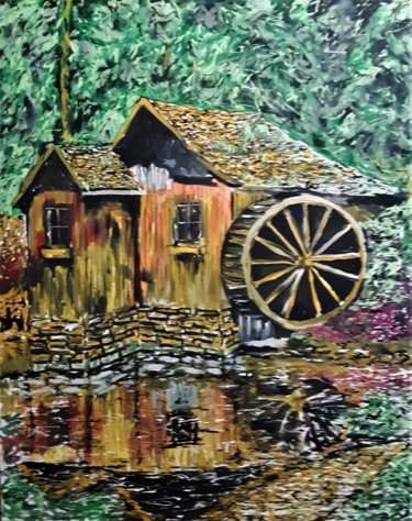 Painting titled ""OLD GRIST MILL"" by Joseph Cardinal, Original Artwork, Acrylic
