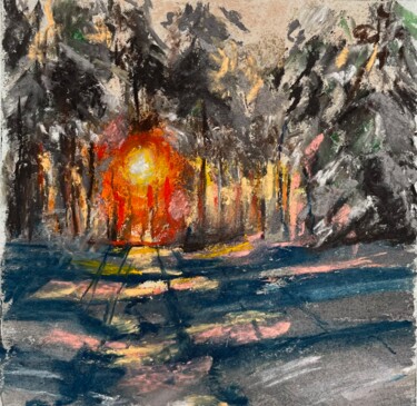 Painting titled "Winter" by Даша Могилева, Original Artwork, Pastel