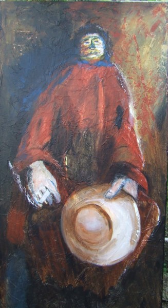 Painting titled "LE FUMEUR" by Monik Guevel, Original Artwork, Acrylic