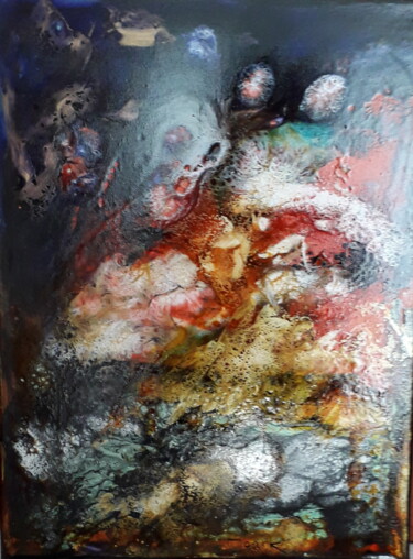 Painting titled "fonds marins" by Monik Guevel, Original Artwork, Enamel