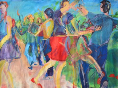 Malerei mit dem Titel "tanzen imPark" von Monika Hagenbucher, Original-Kunstwerk, Acryl