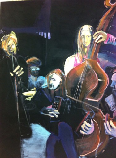 Malerei mit dem Titel "Musiker" von Monika Hagenbucher, Original-Kunstwerk, Acryl