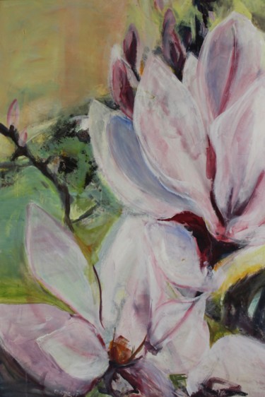 Malerei mit dem Titel "Magnolien" von Monika Hagenbucher, Original-Kunstwerk, Acryl