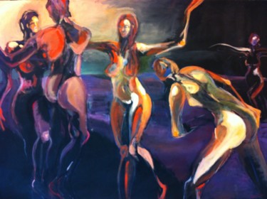 Malerei mit dem Titel "tanz der göttin mit…" von Monika Hagenbucher, Original-Kunstwerk, Acryl