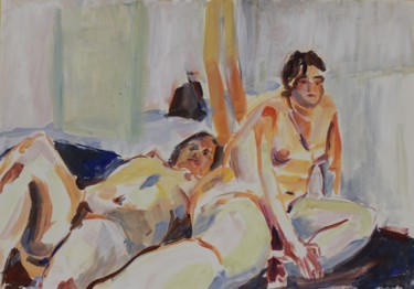 Malerei mit dem Titel "Saunaabend" von Monika Hagenbucher, Original-Kunstwerk, Acryl