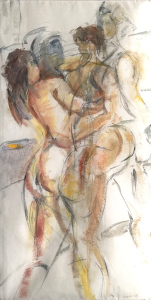 Malerei mit dem Titel "tanzendes Paar" von Monika Hagenbucher, Original-Kunstwerk, Gouache