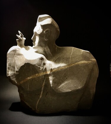 Sculpture titled "Care of your flower…" by Mohamadhadi Danesh, Original Artwork, Stone