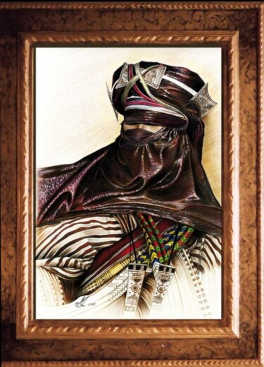 Painting titled "Targui" by Mohamed Azzoug, Original Artwork, Oil