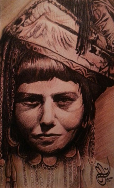Peinture intitulée "Femme des aures" par Mohamed Azzoug, Œuvre d'art originale