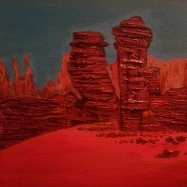 Peinture intitulée "Red Tadrart" par Mohamed Azzoug, Œuvre d'art originale, Acrylique