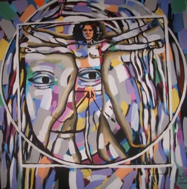 Peinture intitulée "l-homme-de-vitruve.…" par Mohamed Bakarri, Œuvre d'art originale, Acrylique