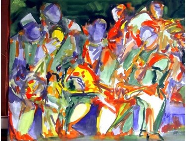 Peinture intitulée "la fête" par Mohamed Barrak, Œuvre d'art originale, Huile