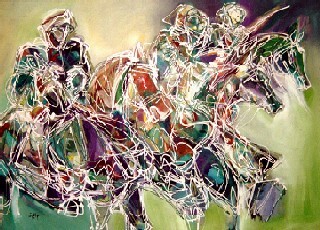 Peinture intitulée "cavaliers1" par Mohamed Barrak, Œuvre d'art originale