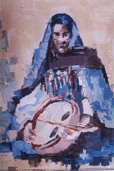 Картина под названием "femme tergui a l'im…" - Mohamed Berkane, Подлинное произведение искусства