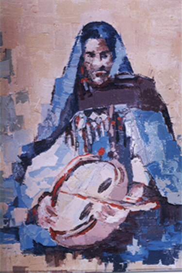 Painting titled "femme-tergui-a-l-im…" by Mohamed Berkane, Original Artwork, Oil