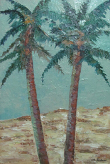 Painting titled "palmiers" by Mohamed Berkane, Original Artwork, Oil