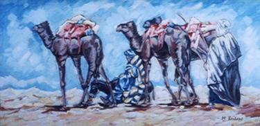 Painting titled "caravanne" by Mohamed Berkane, Original Artwork, Oil