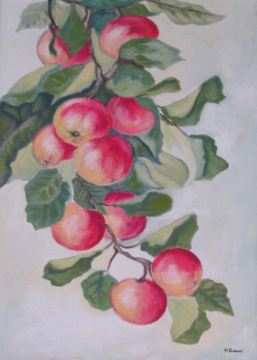 Peinture intitulée "Grappe de pommes" par Mohamed Berkane, Œuvre d'art originale, Huile