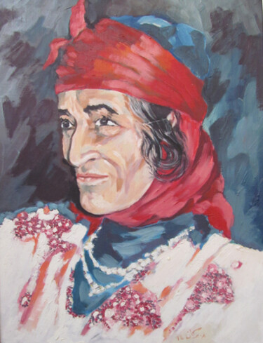Pittura intitolato "Femme bèrbère" da Mohamed Berkane, Opera d'arte originale, Olio