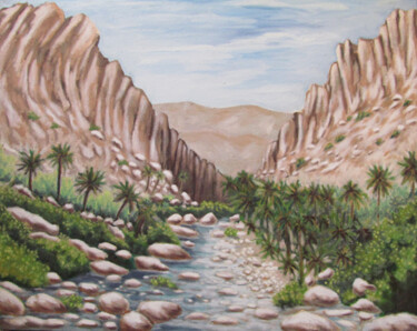 Painting titled "Les gorges d'El Kan…" by Mohamed Berkane, Original Artwork, Oil