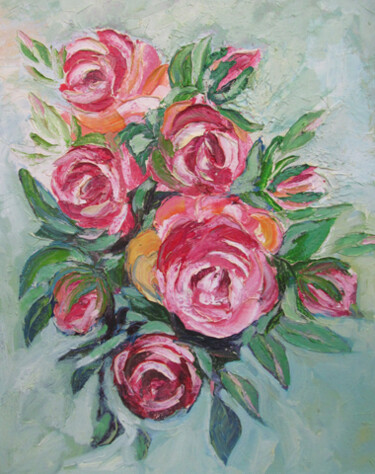 Peinture intitulée "Roses" par Mohamed Berkane, Œuvre d'art originale, Huile