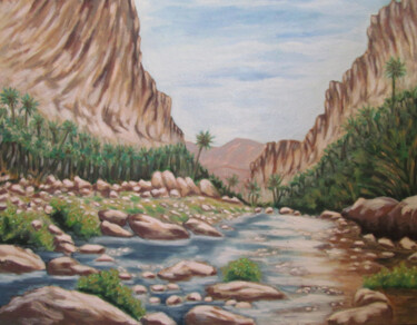 Painting titled "Les gorges d'El Kan…" by Mohamed Berkane, Original Artwork, Oil