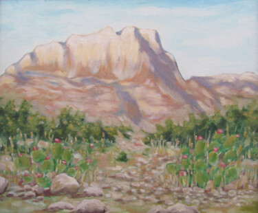 Peinture intitulée "Paysage saharien" par Mohamed Berkane, Œuvre d'art originale, Huile