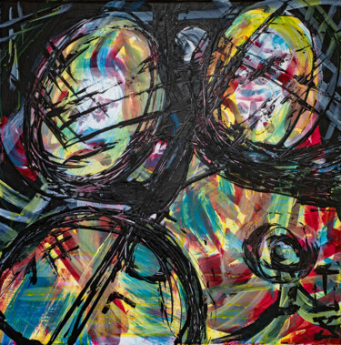 Картина под названием "Talalisme" - Mohamed Chiboub, Подлинное произведение искусства, Акрил Установлен на Деревянная рама д…