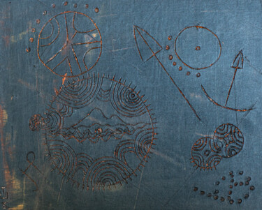 Printmaking titled "Histoire gravée #5" by Mohamed Chiboub, Original Artwork, Acrylic Mounted on Cardboard