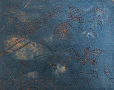 Estampas & grabados titulada "Histoire gravée #3" por Mohamed Chiboub, Obra de arte original, Acrílico Montado en Cartulina