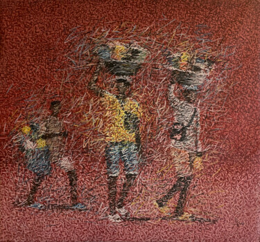 Картина под названием "Féré" - Mohamed Dembele, Подлинное произведение искусства, Акрил Установлен на Деревянная рама для но…