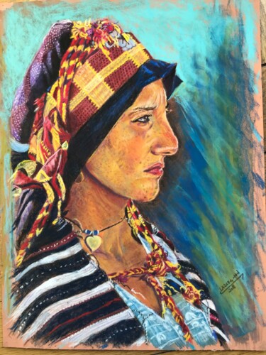 Painting titled "Ait Hdiddou woman" by Mohamed Lazreg, Original Artwork, Pastel