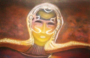 Painting titled "Madame nuage" by Mohamed Lyaakoubi, Original Artwork, Acrylic