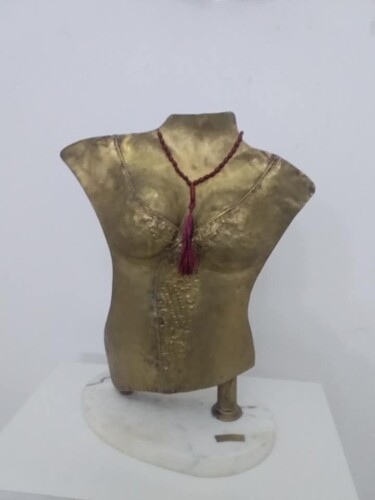 Sculpture titled "Buste de femme" by Mohamed Nadjib Bensaid, Original Artwork, Bronze