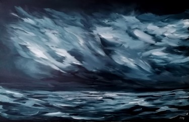 Painting titled "Peaceful storm" by Mohamed Rahal, Original Artwork, Acrylic Mounted on Wood Stretcher frame