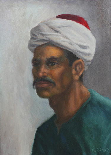 Painting titled "Egyptian man from u…" by Mohamed Rehab, Original Artwork, Oil