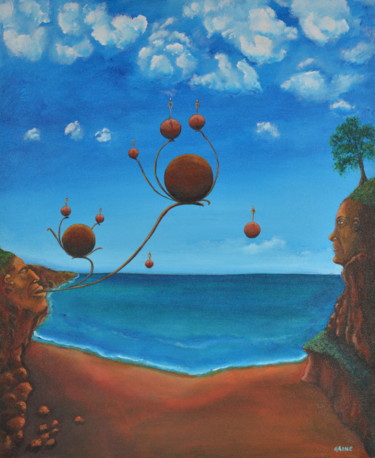 Peinture intitulée "création aérienne" par M. Grine, Œuvre d'art originale, Acrylique